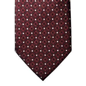 Ermenegildo Zegna Cento Fili Necktie Dark Red Black Silver Silk Italy NWT $295